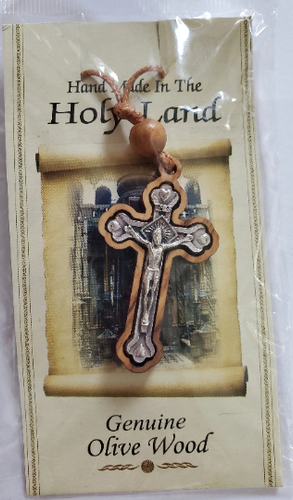 Olivewood crucifix pendant Large