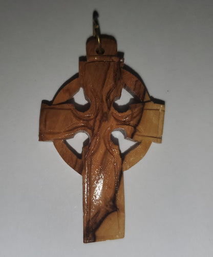 Olive Wood Celtic Cross Pendant