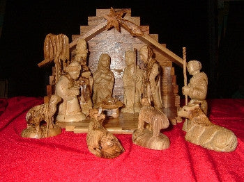 13 Piece Olive Wood Nativity Set medium