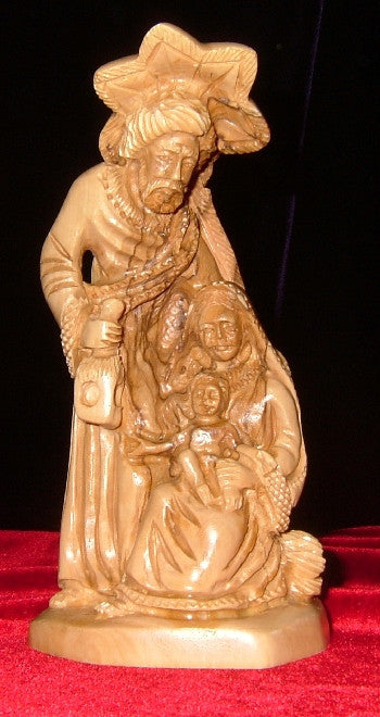 Olive Wood Statue of Holy Family with Star of Bethlehem