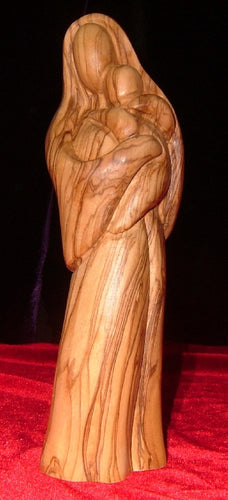Olive Wood Statue of Mary Holding Baby Jesus