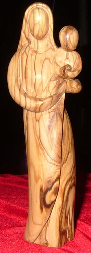 Olive Wood Statue of Mary Holding Baby Jesus