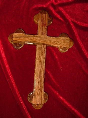 Hand Carved Olive Wood Celtic Style Cross with Beveled Edges