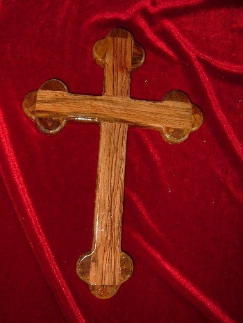 Hand Carved Olive Wood Celtic Style Cross with Beveled Edges