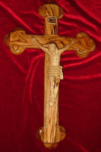 Hand Carved Olive Wood Celtic Style Cross with Beveled Edges