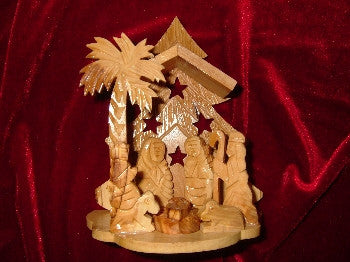 Olive Wood Palm Tree Nativity