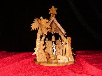 Olive Wood Palm Tree with Bell Nativity