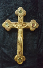Hand Carved Olive Wood Celtic Style Crucifix with Treasures from The Holy Land.