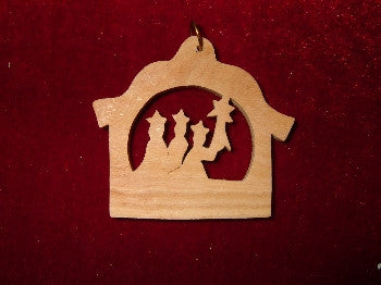 Hand Made Olive Wood 3 kings with Star of Bethlehem Ornament